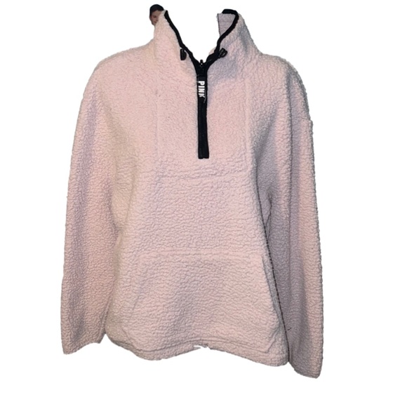🩷VS PINK Sherpa sweatshirt in light pink!. Size L🩷 - Picture 2 of 8